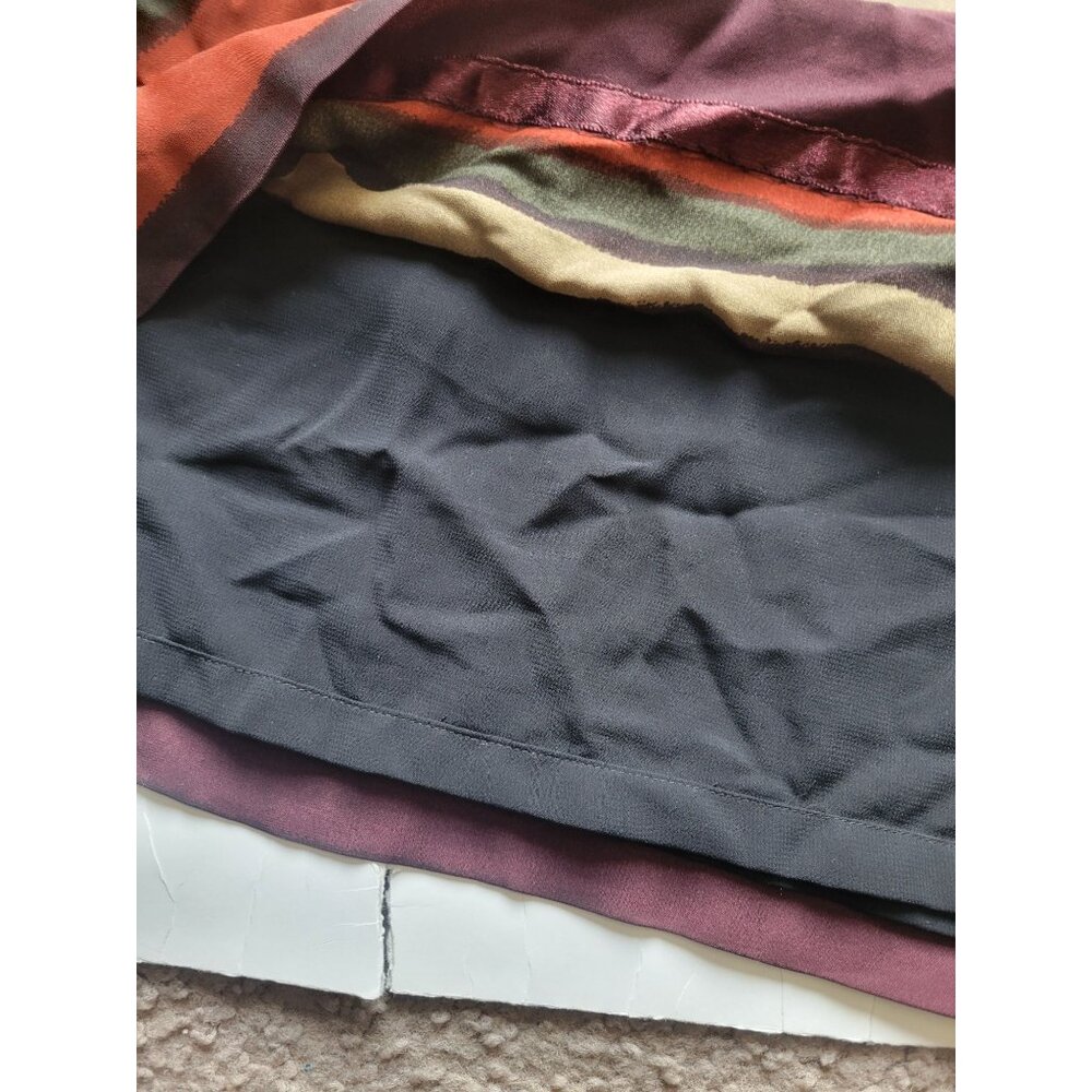 Silk Collections Burgundy Orange Long Maxi Skirt Size 14 !00% Silk Old Money - Picture 8 of 9